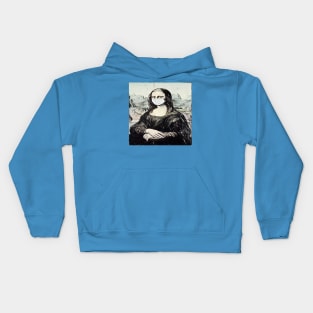 Even Mona Lisa Wears a Mask Kids Hoodie